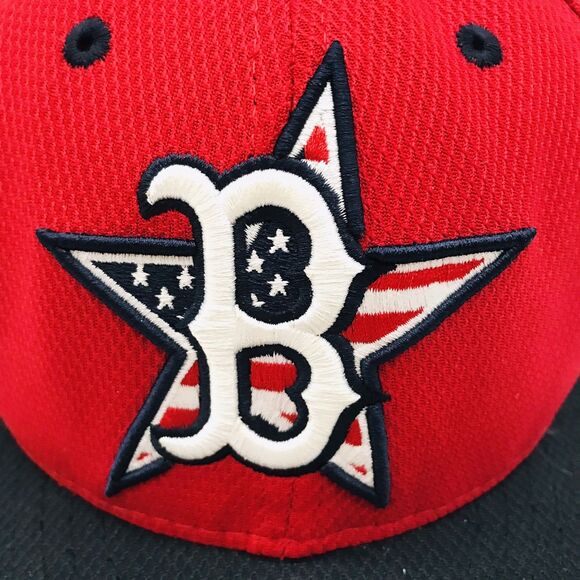 Boston Red Sox MLB Logo Hat Mens 7 1/4 New Era 59FIFTY Red & Black Flag Star Cap - Picture 3 of 12